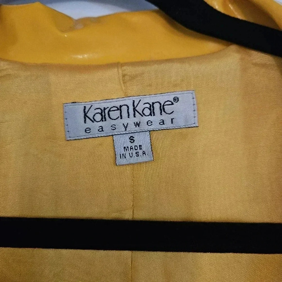 Vintage 90s Karen Kane Yellow Vinyl Rain Coat Size Small - Picture 4 of 6